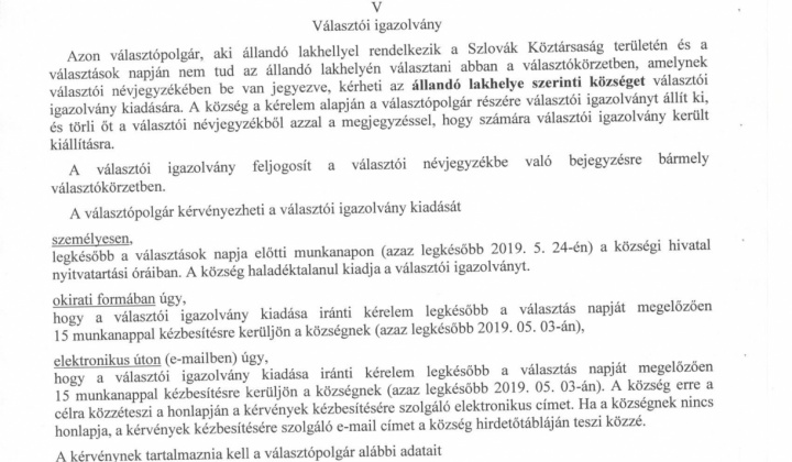 Aktuality / Voľby do EU - parlamentu - 2019