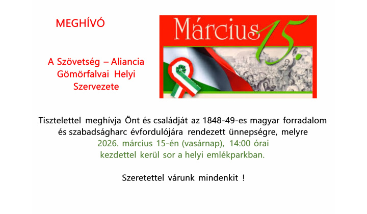 Fotka pre článok Március 15. Meghívó