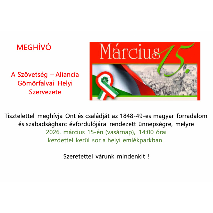 Menšia fotka pre článok Március 15. Meghívó